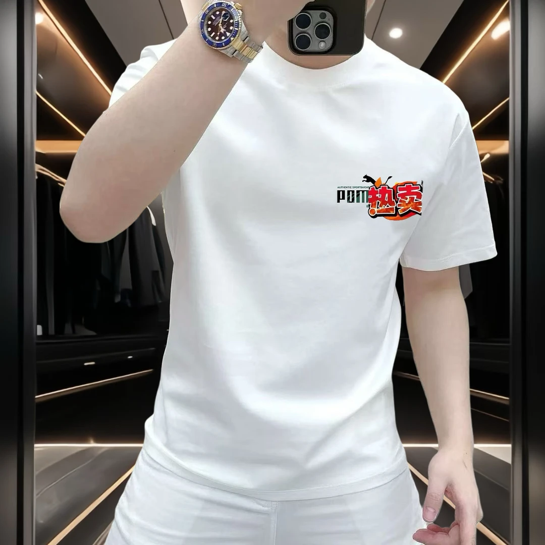 2025夏季新款索罗纳凉感T恤男潮牌时尚休闲百搭圆领印花冰丝短袖