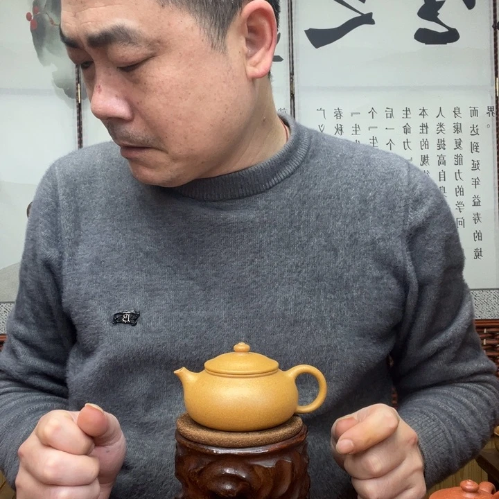 茶壶紫砂原矿黄金段全手工寒江165毫升