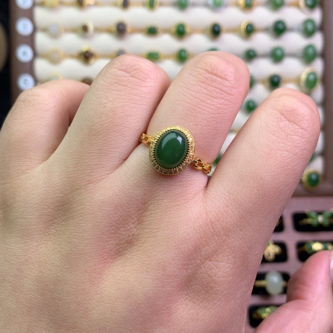 和田玉银S925镶嵌戒指