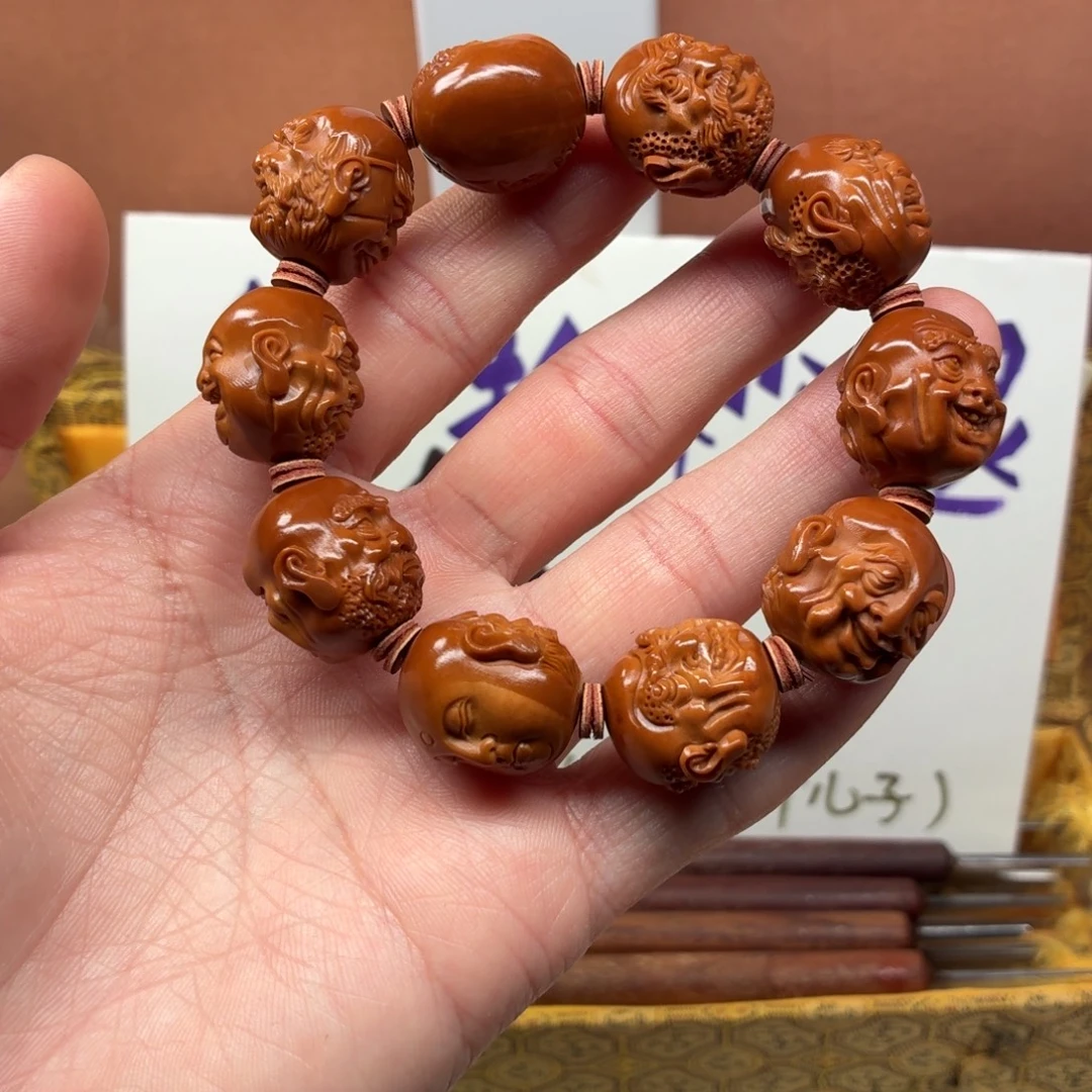 橄榄核吊坠红料双面罗汉