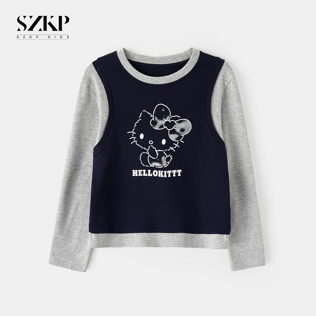 SZKP秋季新款女童装长袖T恤中大童休闲时尚儿童打底衫BGYQ555584