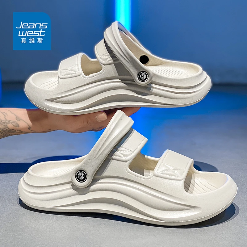 真维斯拖鞋男款外穿软底开车专用凉鞋男士防滑踩屎感运动沙滩鞋