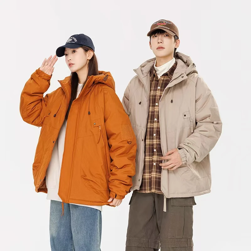 冬季新款纯色情侣款外套男女同款棉服