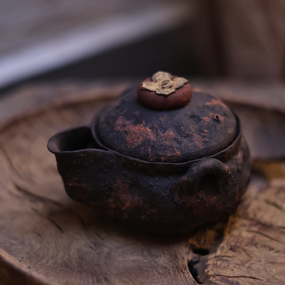 【柿间小院】全手工*柿子宝瓶*茶道