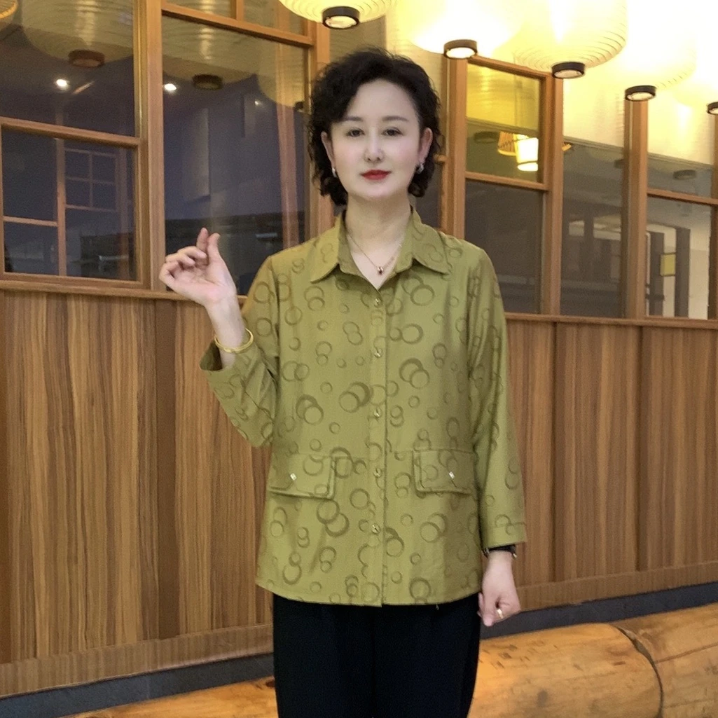 春秋新款百搭气质休闲宽松复古时尚薄款碎花妈妈装