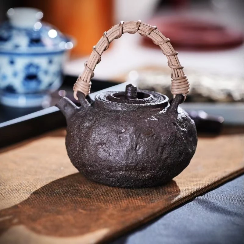 【紫砂全手】煮茶泡茶手工紫砂壶280ml提梁壶可明火炭火电陶炉