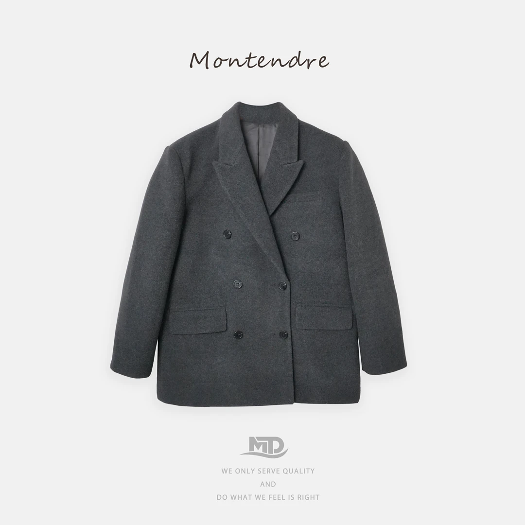 【Montendre】秋冬新款 M 气质极简风羊毛大衣经典西装百搭毛呢外套