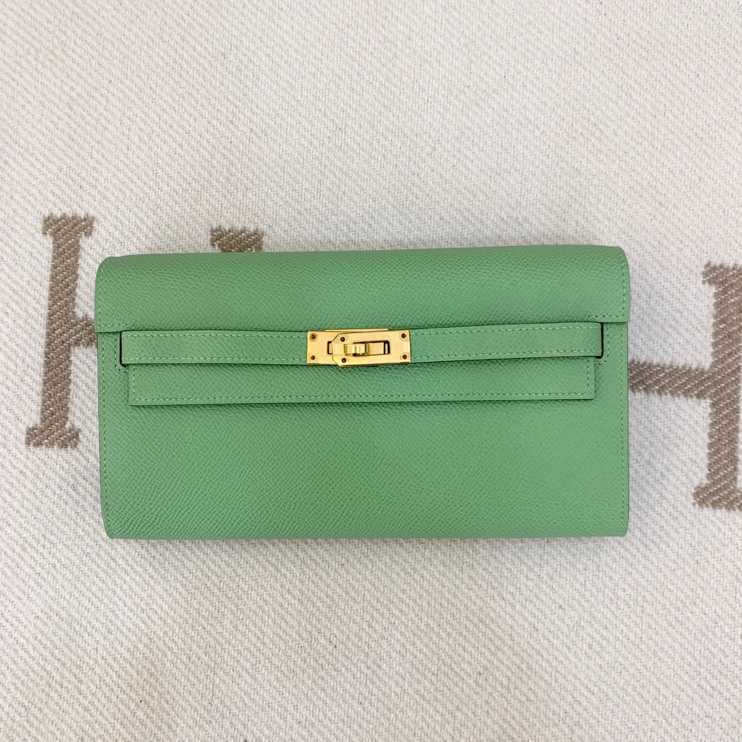 99新 Hermes/爱马仕 kelly to go Y e皮 牛油果绿雾霾蓝ds1010a1