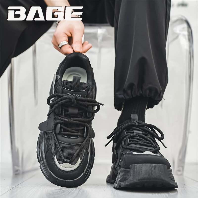 八哥巴黎黑武士老爹鞋男冬季网面透气休闲厚底青少年跑步运动潮鞋