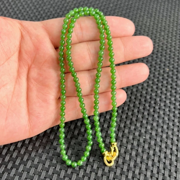 【冰底辣阳绿无矿点】俄老料碧玉冰底夹层料约4mm锁骨链项链