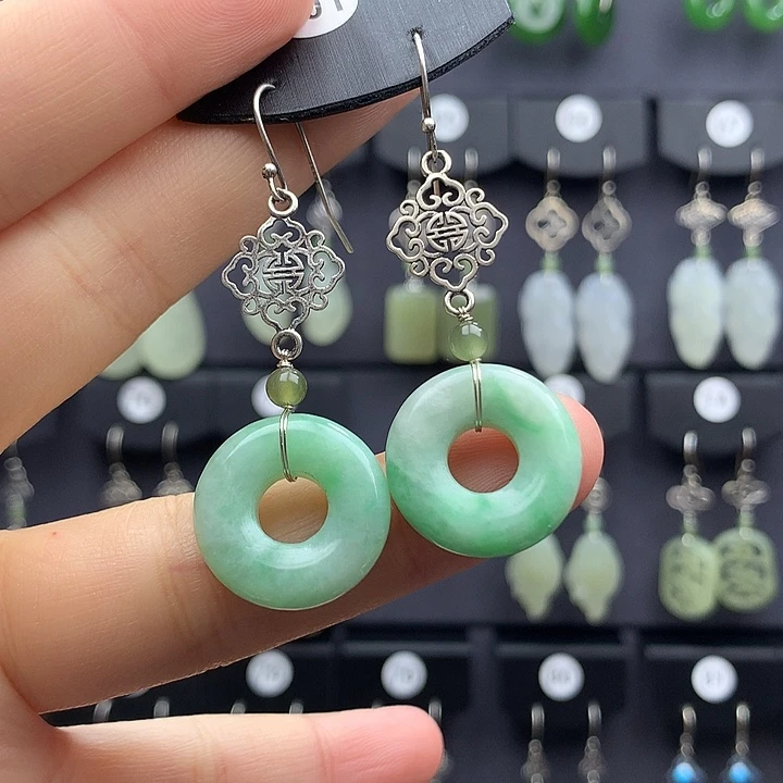 翡翠耳饰银S925镶嵌(****琳5555