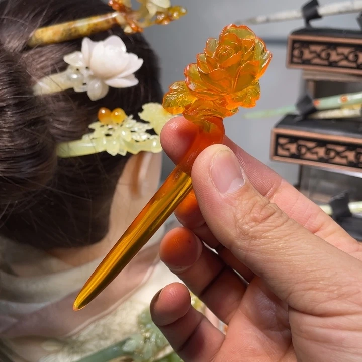岫玉玉雕发簪未镶嵌