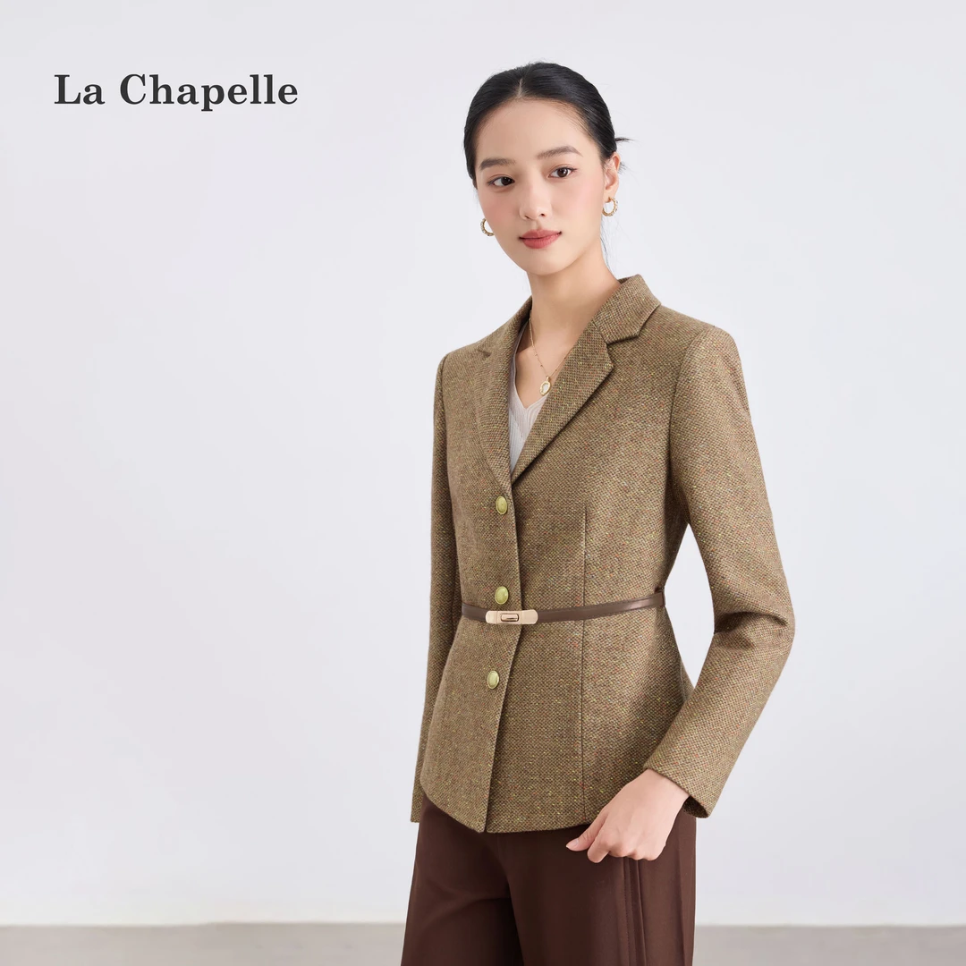 【羊毛棕调】复古三粒扣修身小西装拉夏贝尔.TS3541.TSD她