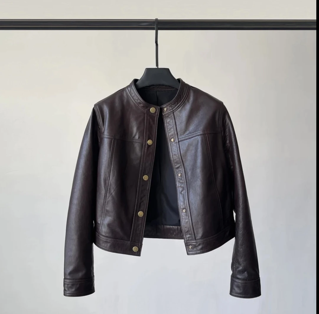 油蜡皮植鞣皮真皮皮衣绵羊皮春款新款外套