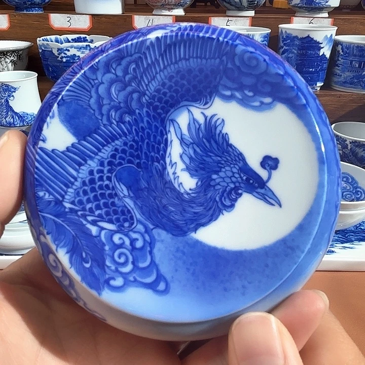 嘟****青花手工手绘凤盖置