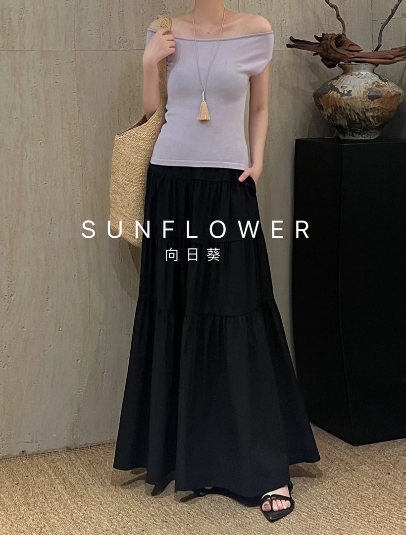 SUNFLOWER天丝拉肩显瘦百搭上衣 6161（福福）