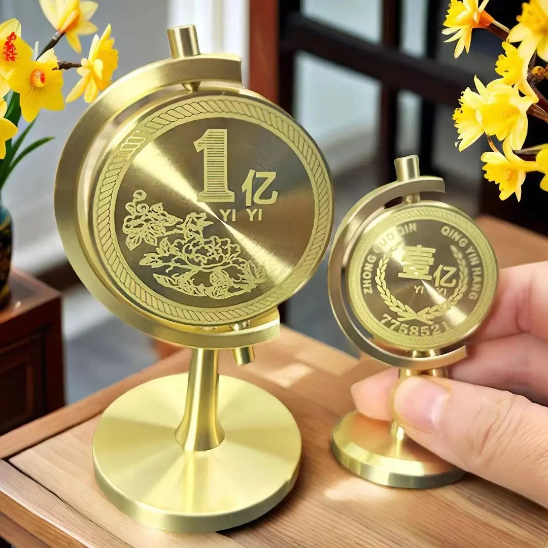 【一亿小目标】创意黄铜壹个亿转转高档轻奢客厅办公室桌面旋转摆件