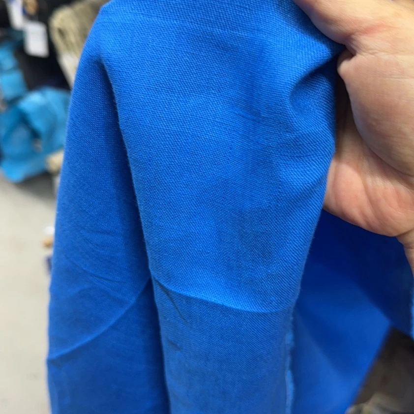 欧洲亚麻 高支高密亚麻面料克兰因蓝色纯色服装布料 幅宽135CM