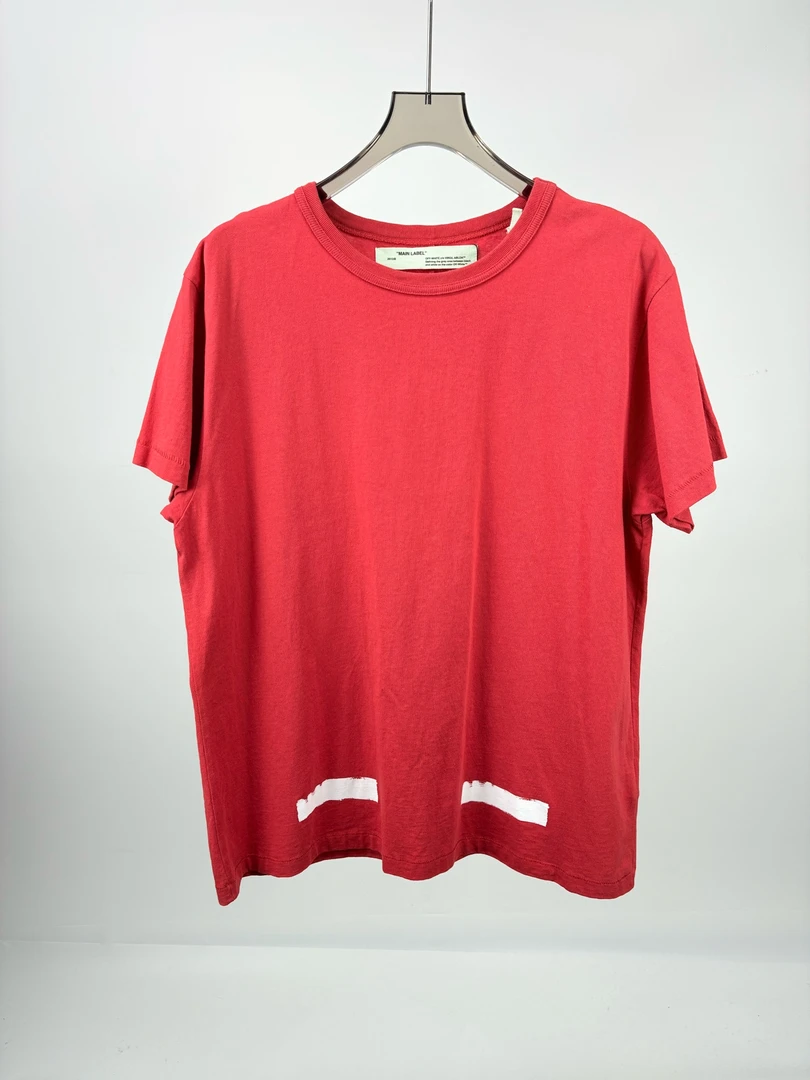 95新 YSL/圣罗兰  14241 OFF WHITE红色方框溶解短袖 M码 99新
