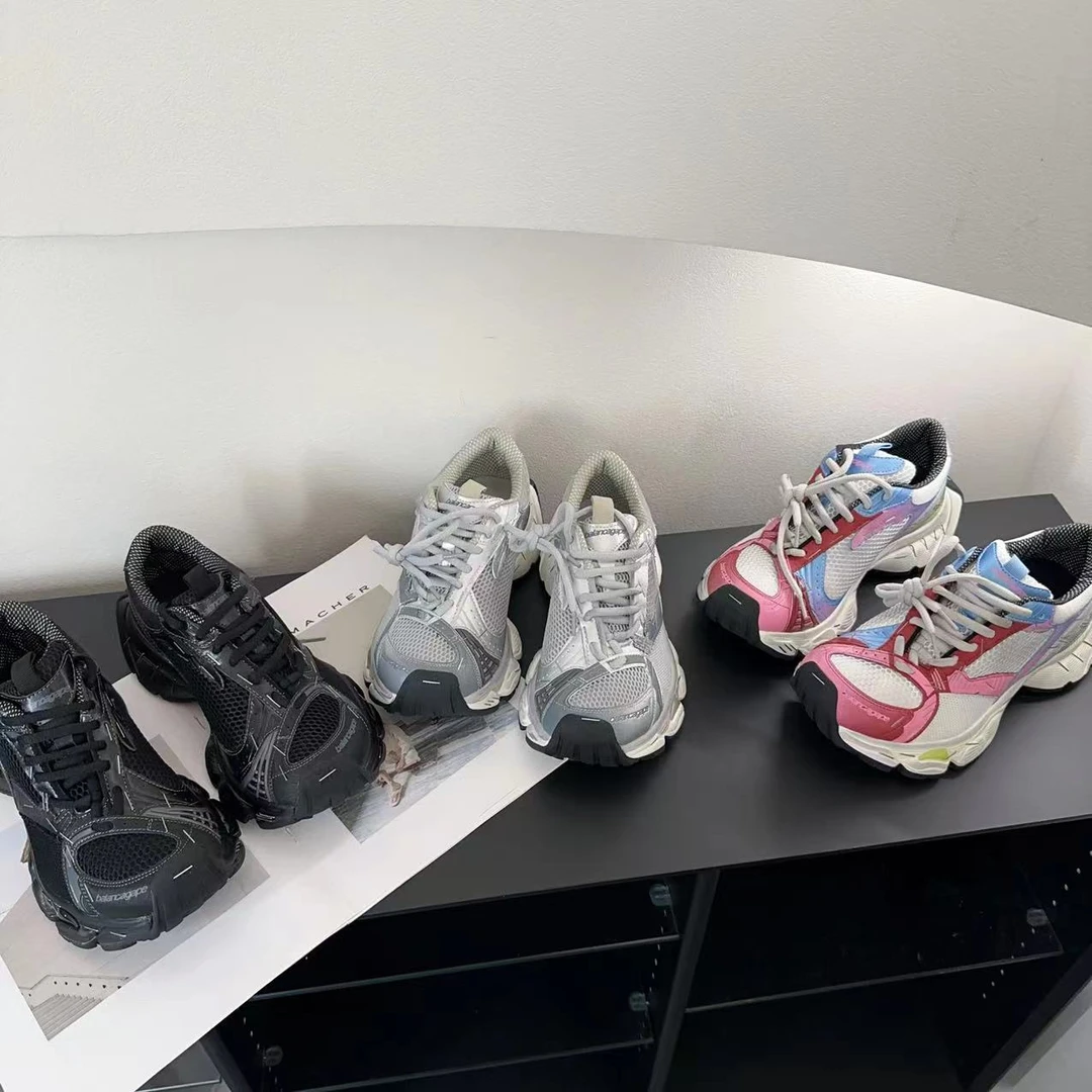 素陌春季新款拼色运动鞋网红休闲鞋日系老爹鞋厚底跑步订书机鞋