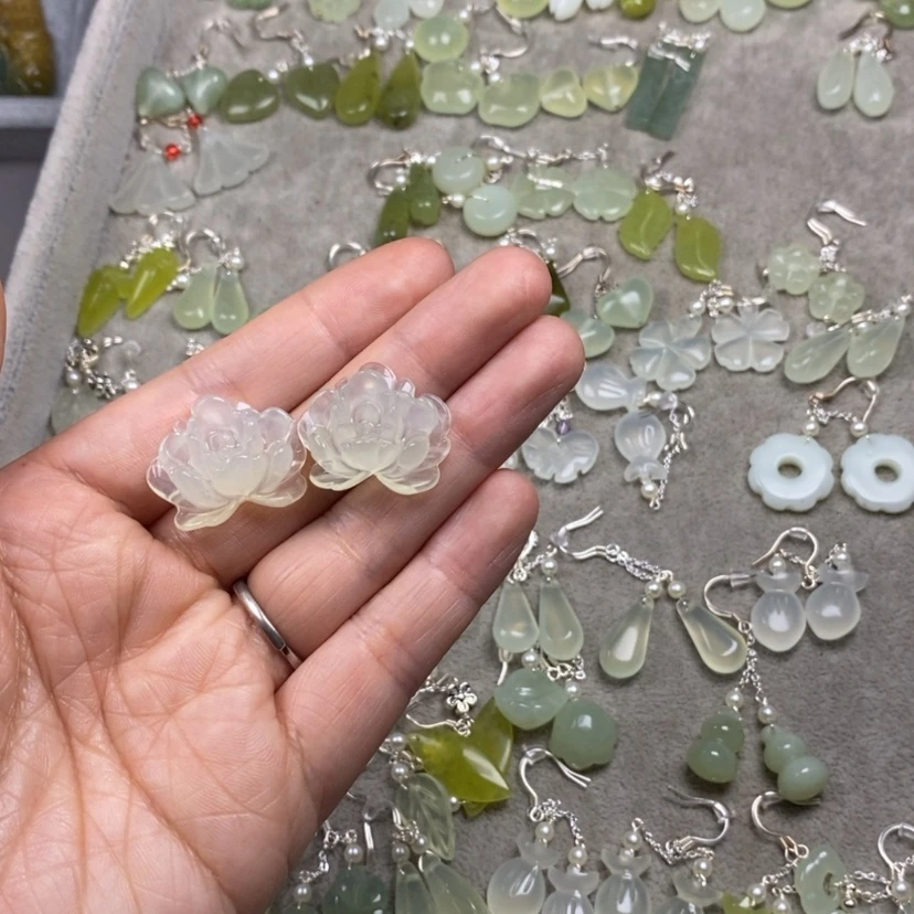 【闪购商品】蛇纹石玉挂件耳饰耳环项链未镶嵌