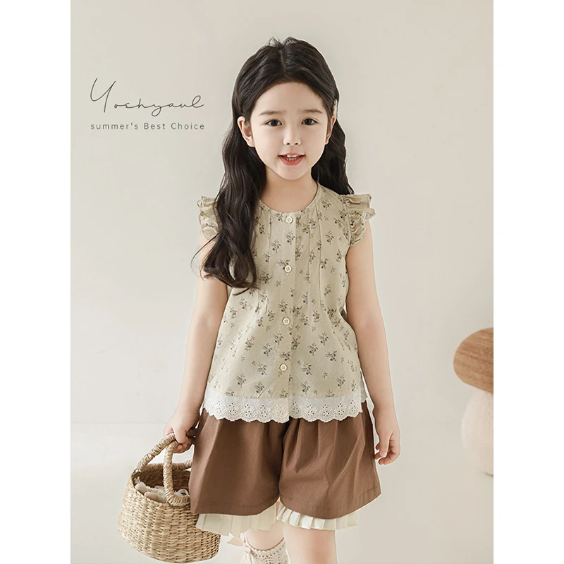 YOEHYAUL/幼悠【烂漫花海】夏伍波上女童夏季百搭原创娃娃衫 X5112