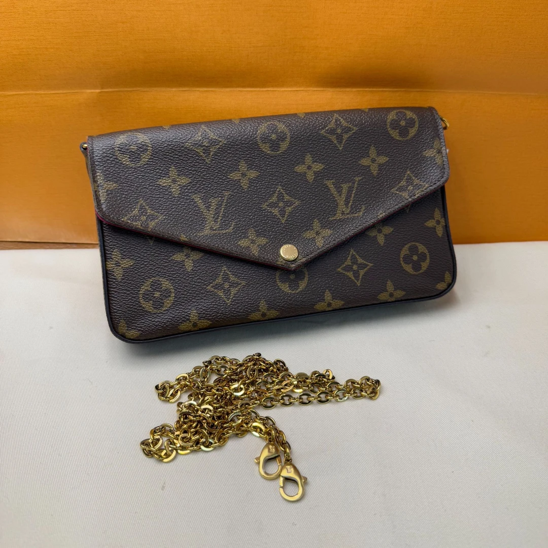 95新 LouisVuitton/路易威登 老花三合一链条包