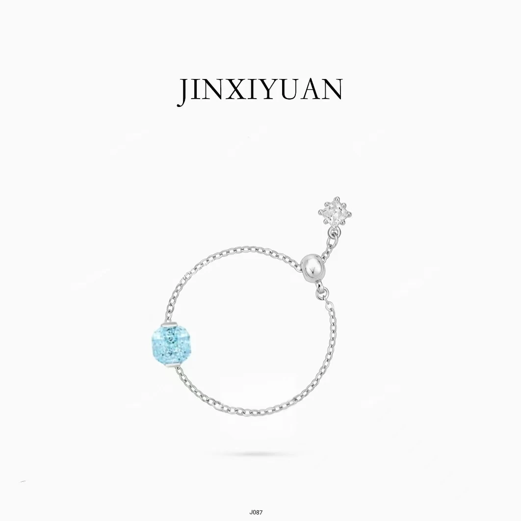铜合金戒指 JINXIYUAN/瑾熙媛【蓝汐星糖】时尚百搭蓝色戒指链J087