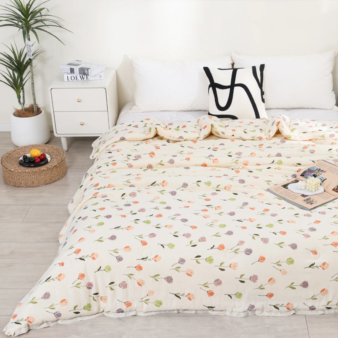 【小花朵】纯棉皱皱布四季被200*230cm