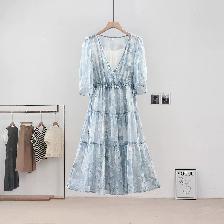 【W8246绿色蓝色套裙】2025时尚优雅百搭洋气款套装