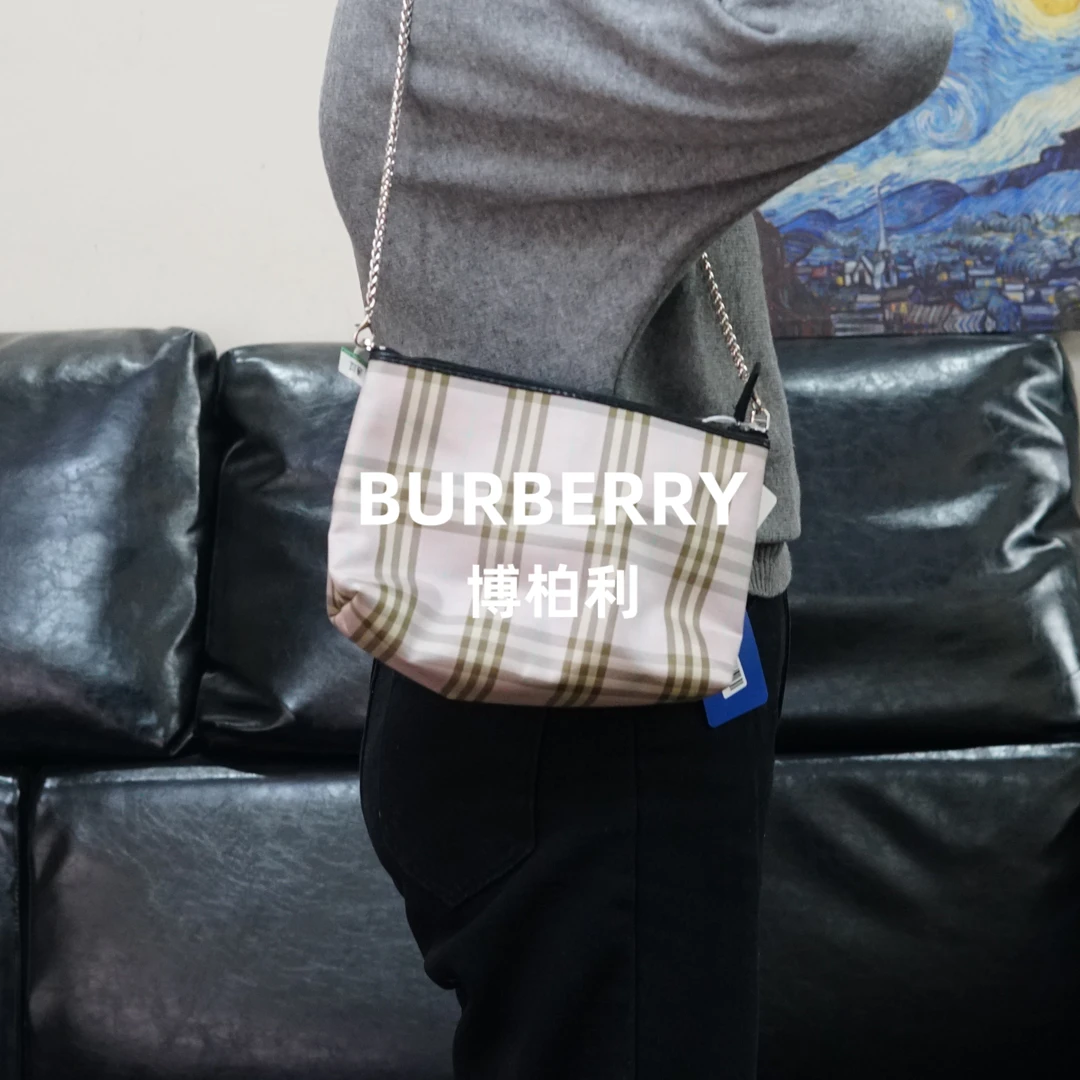 95新 BURBERRY/博柏利 巴宝莉/格纹斜挎包/JJ01317909/7909