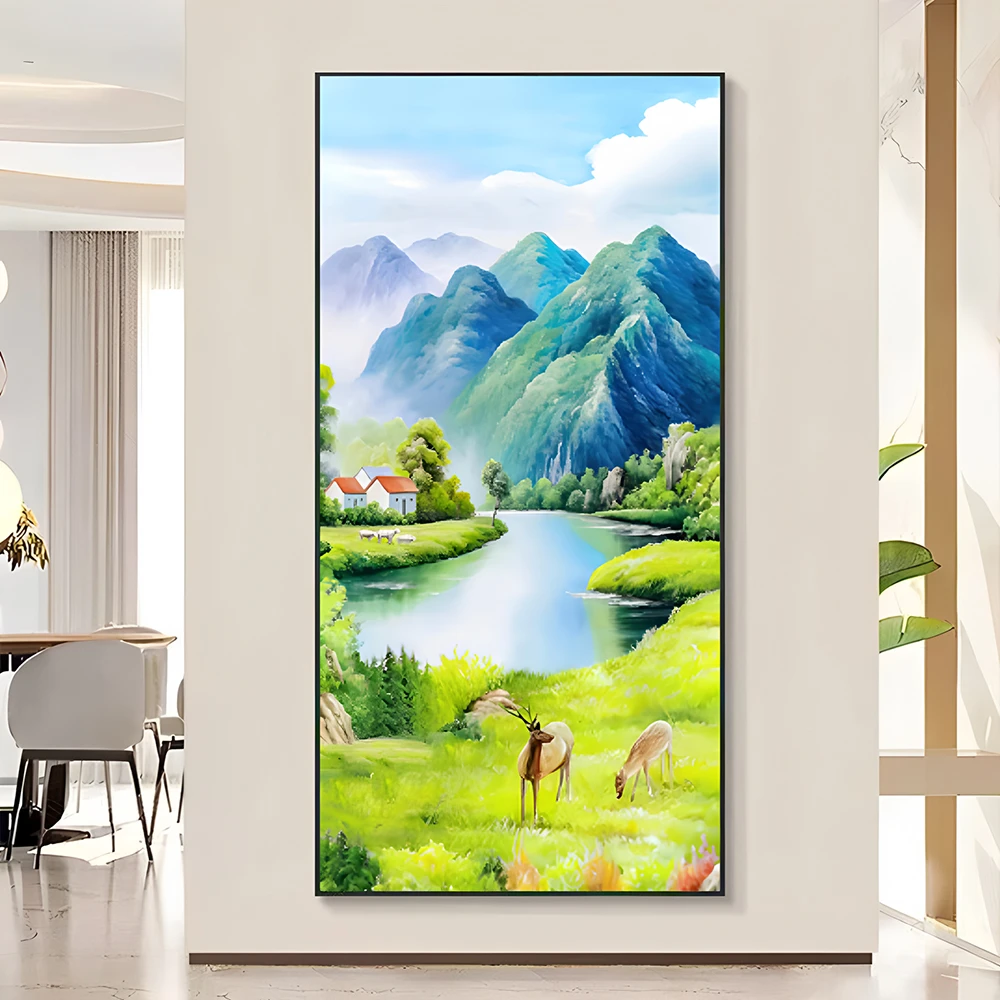 聚宝盆客厅入户走廊过道玄关晶瓷装饰画高级感过道走廊风水挂画