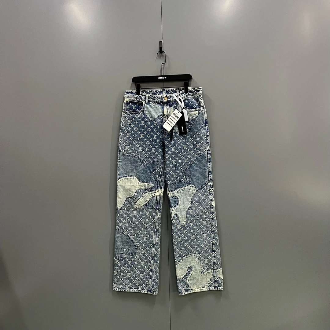 95新 LouisVuitton/路易威登 c66 解构老花牛仔裤 32码 016608