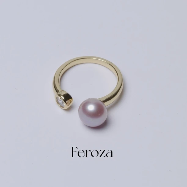 S925银镶嵌天然淡水珍珠戒指时尚简约气质