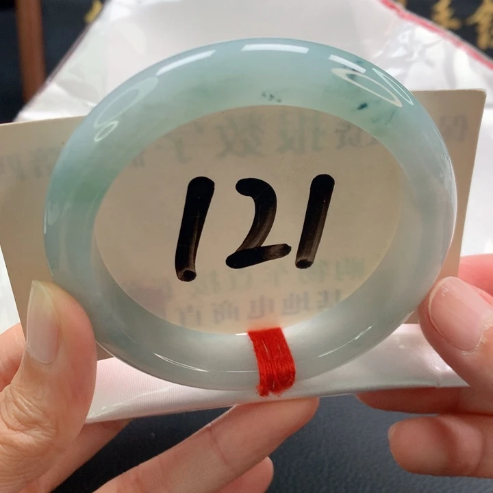 未镶嵌手镯翡翠正圈蓝底飘蓝花