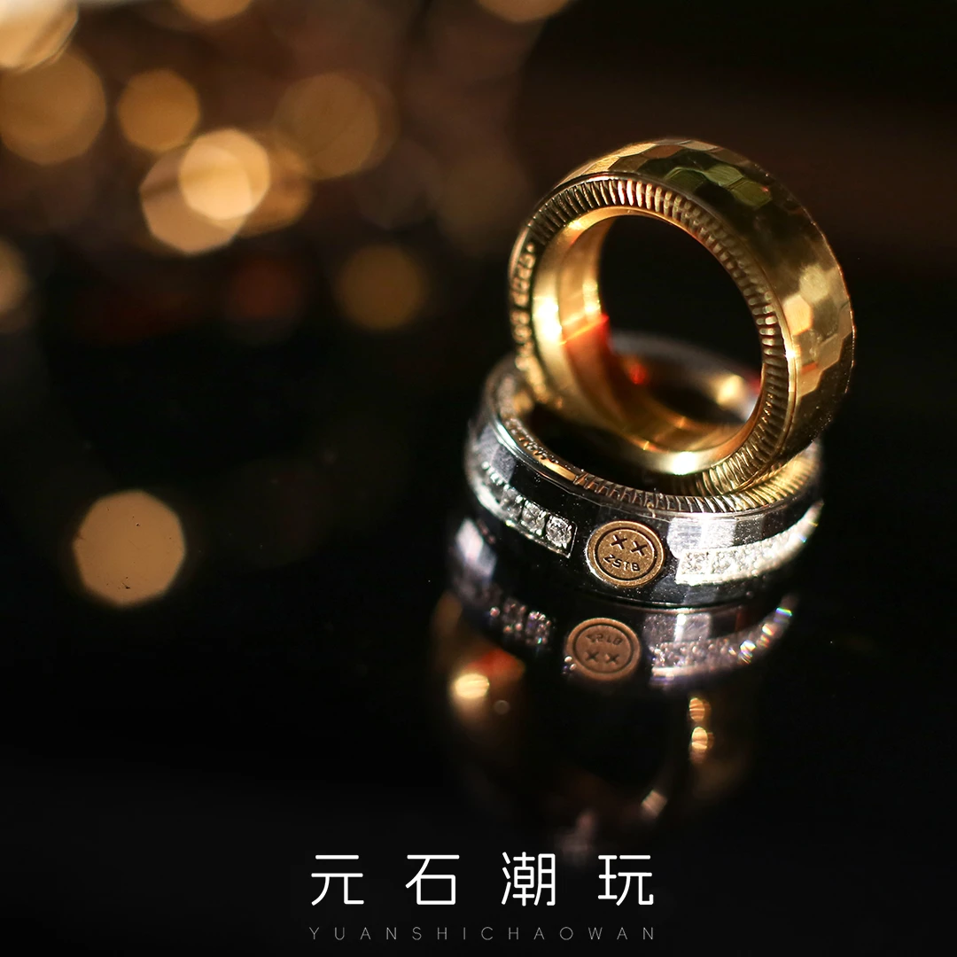 噜戒不锈钢双向棘轮段落指环指尖陀螺edc解压潮玩具金属戒指礼物