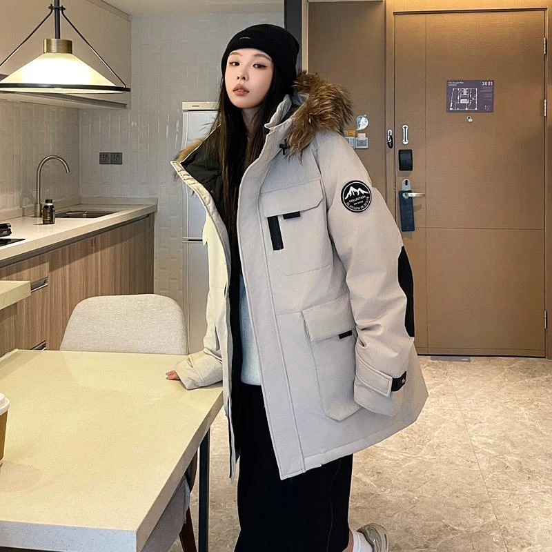 东北可穿千玺同款大毛领羽绒服男女情侣派克户外工装极寒加厚保暖