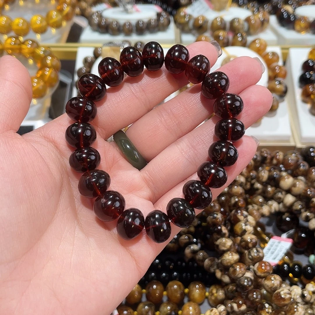 马***想琥珀未镶嵌手链12m血