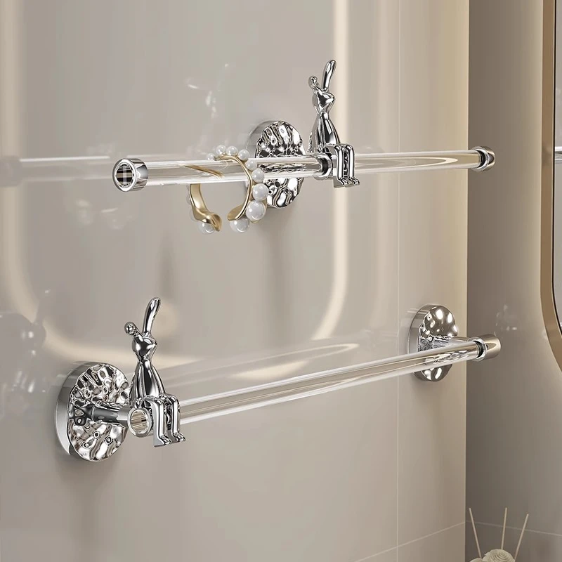 浴室毛巾架免打孔壁挂式卫生间厕所挂毛巾杆轻奢浴巾收纳置物架子