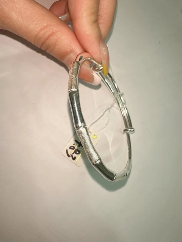 足银手镯 24.83克竹节带磨砂足银手镯