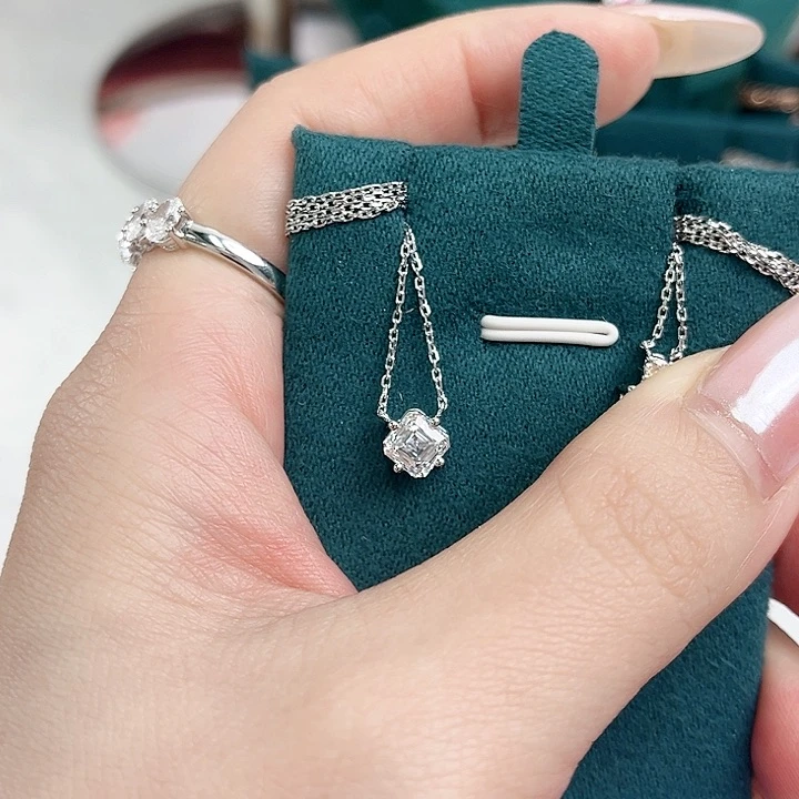 实验室培育钻石铂Pt950镶嵌阿斯切项链