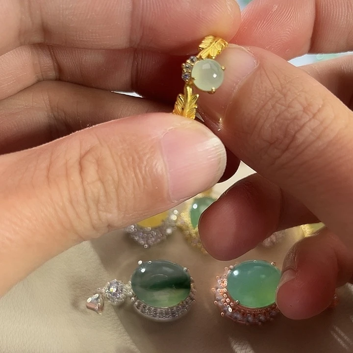 翡翠银S925镶嵌戒指
