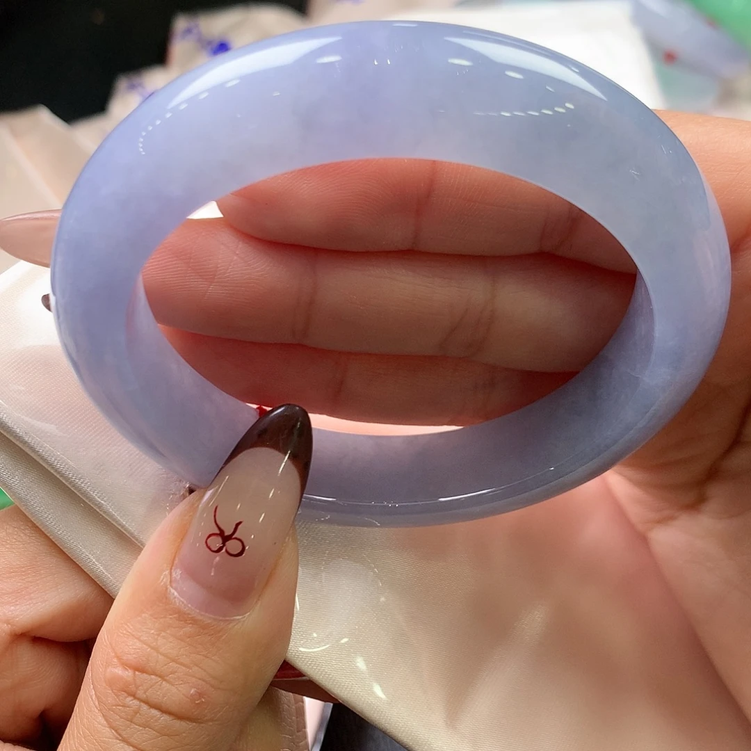 翡翠未镶嵌手镯64号 冰胶蓝紫