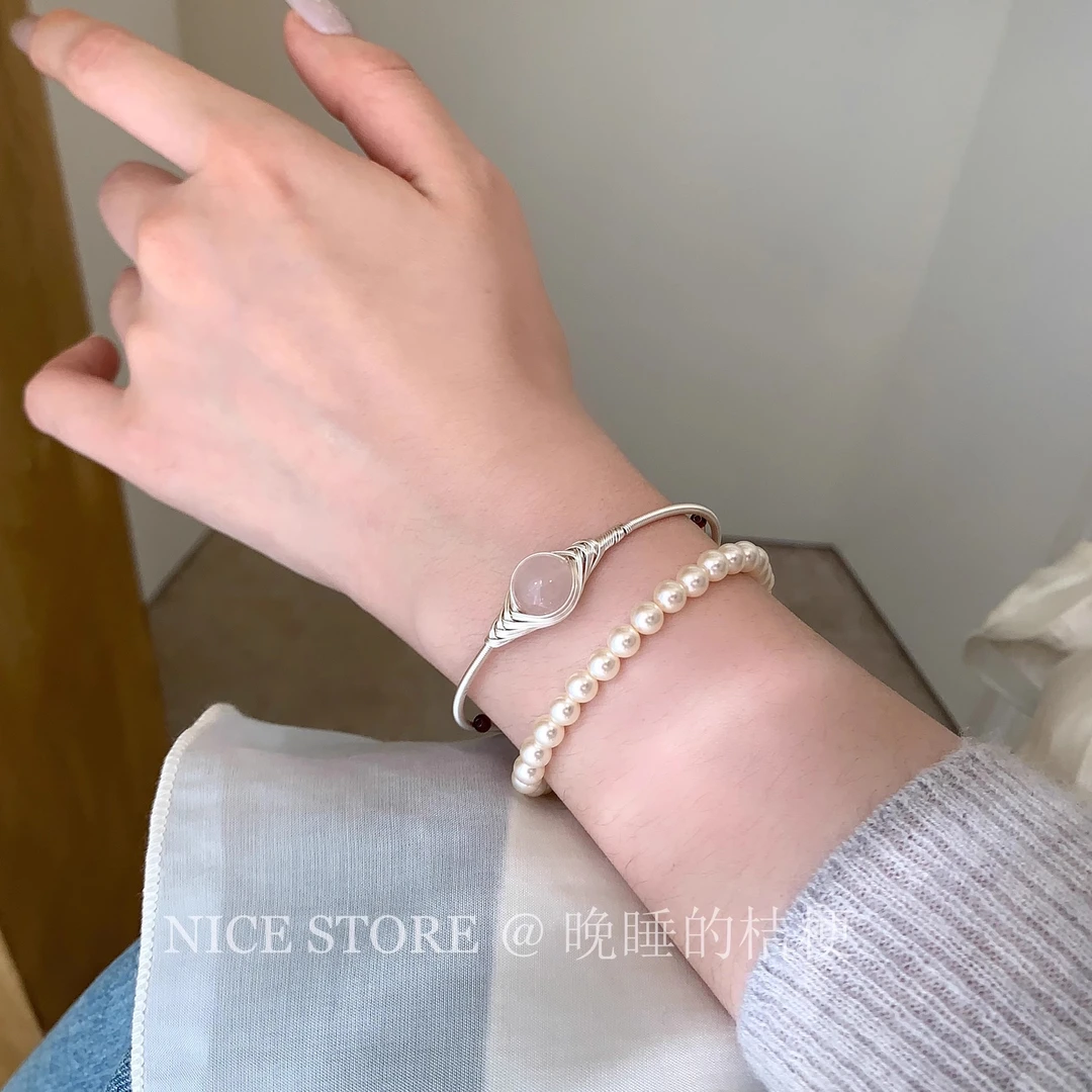 合金手链 晚睡的桔梗「夕谣曲」高级感粉色手环手串叠戴韩系温柔女