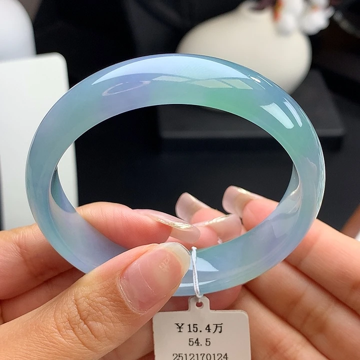 未镶嵌手镯翡翠54.5正圈冰胶幻彩