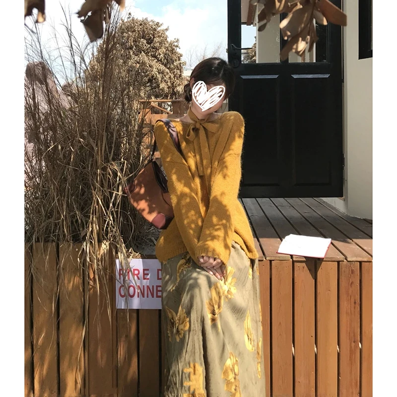 【换图】【一叶知秋】秋冬复古慵懒显白毛衣+半裙气质保暖美拉德