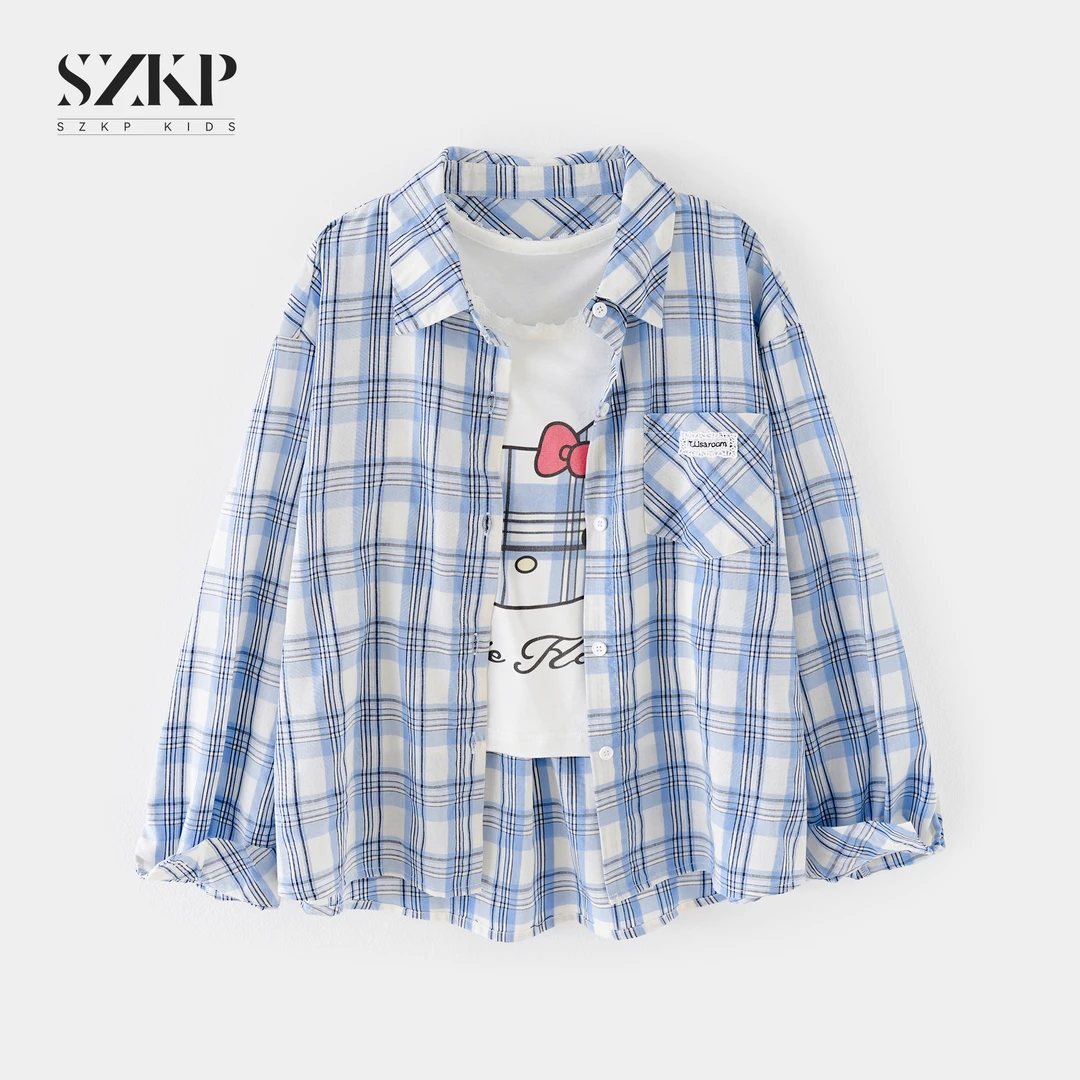 SZKP夏季新款女童两件套中大童时尚潮款儿童衬衫套装BGTX551494