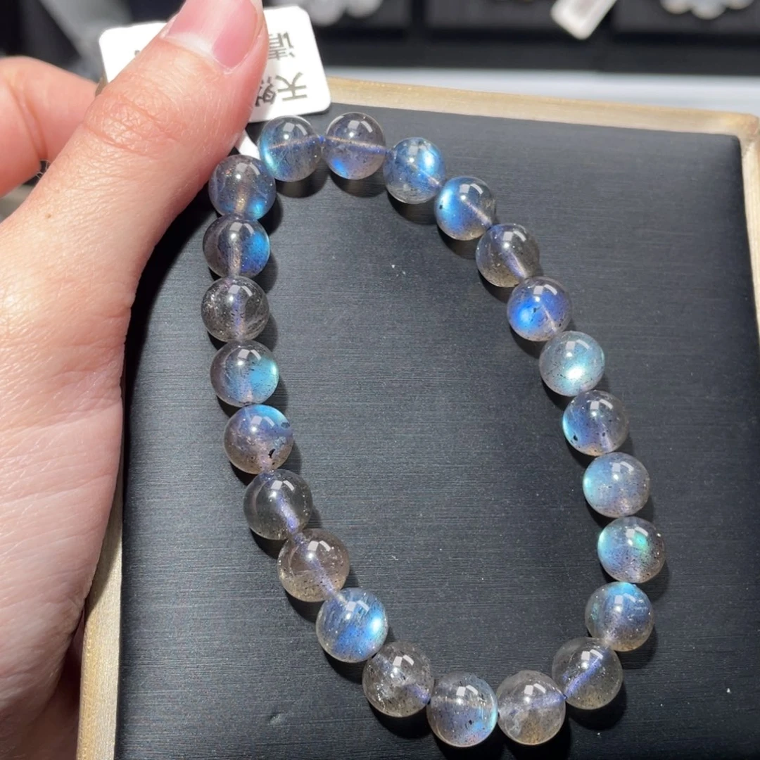 未镶嵌长石手链马岛黑体蓝光8m+