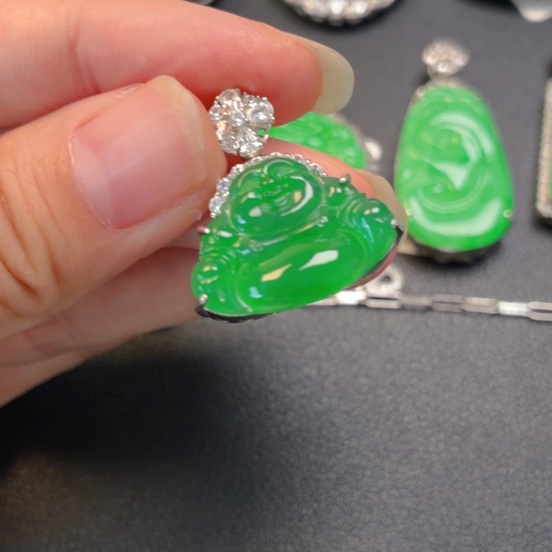 翡翠银S925镶嵌吊坠(不含链)