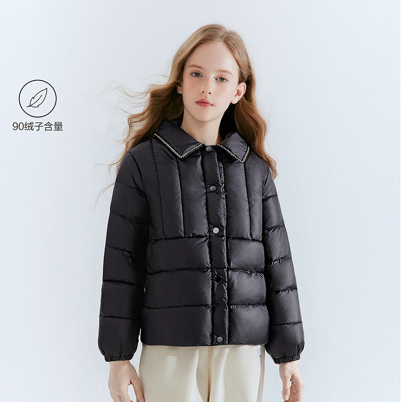 DEESHA/笛莎女童秋冬新款女孩宝宝香风翻领轻薄羽绒服-9M2546903